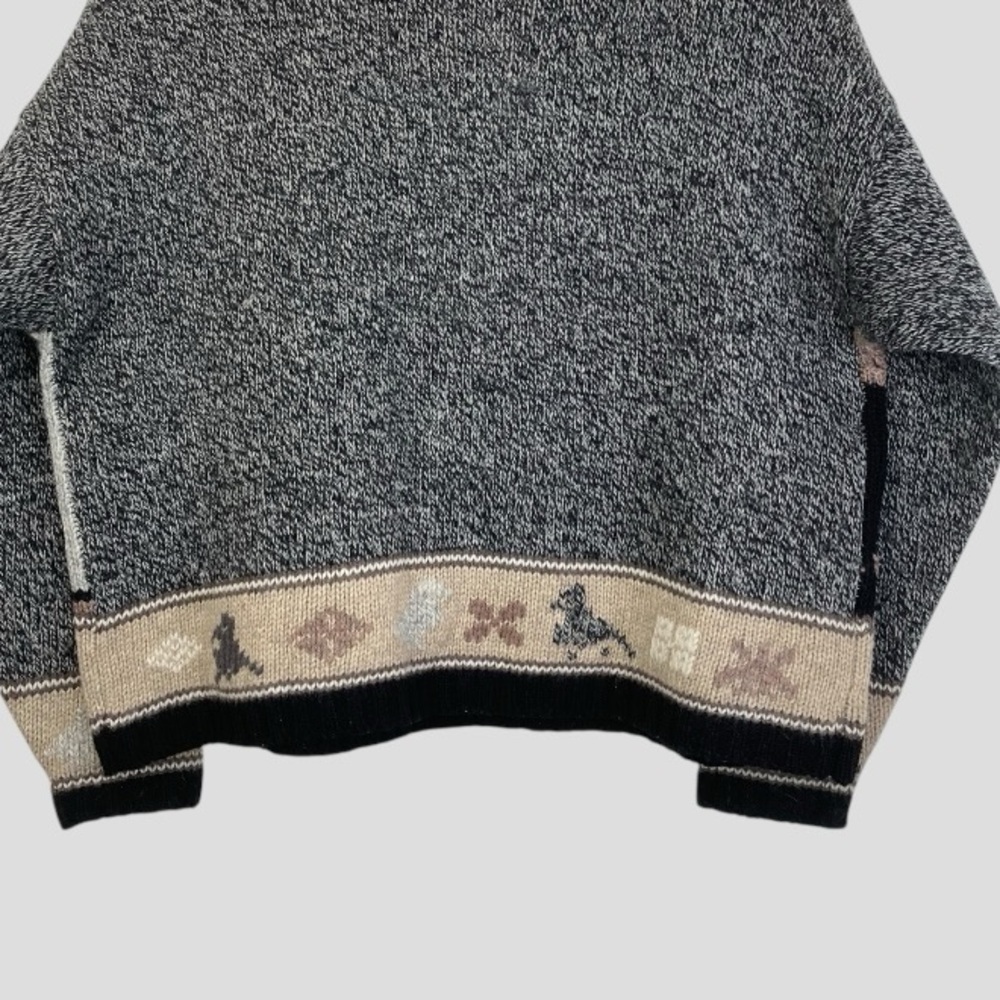 Vintage Eddie Bauer Patchwork Cable Crochet Knit Sweater Cozy Nordic Design Sz.L - Picture 11 of 12
